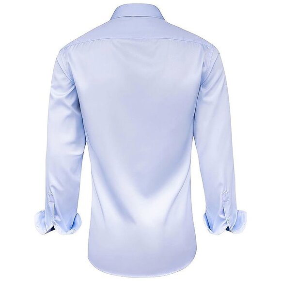 Men's Dress Shirts Long Sleeve Blue - Picture 2 of 8